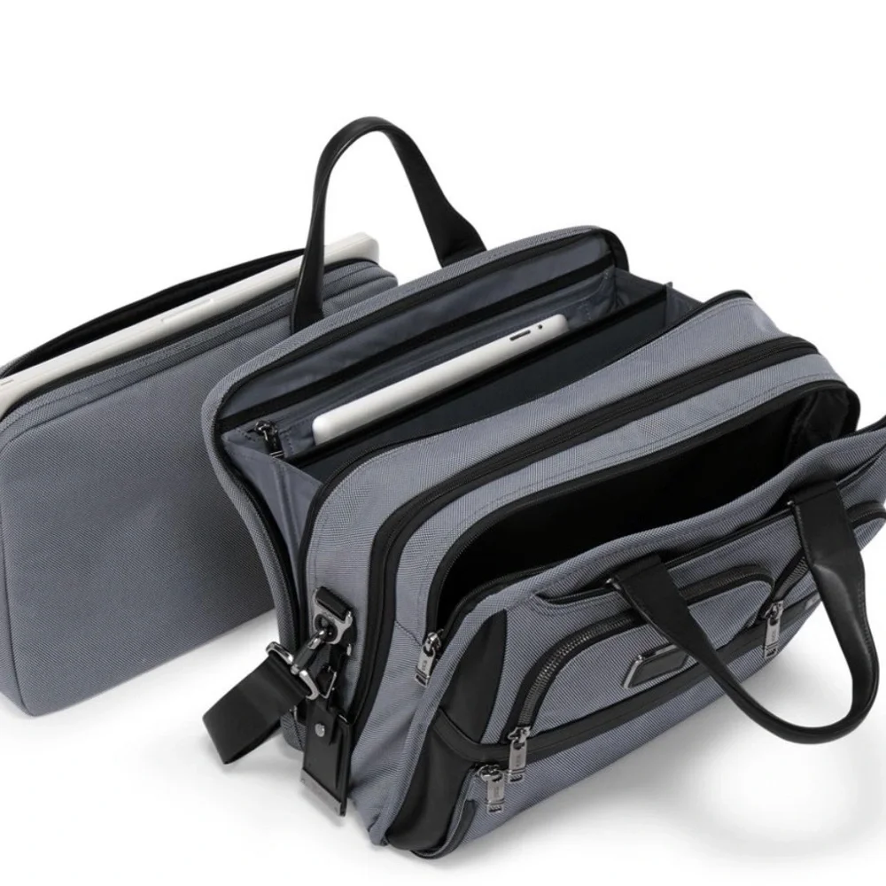 Tumi Charcoal and Black Expandable Organizer Laptop Brief